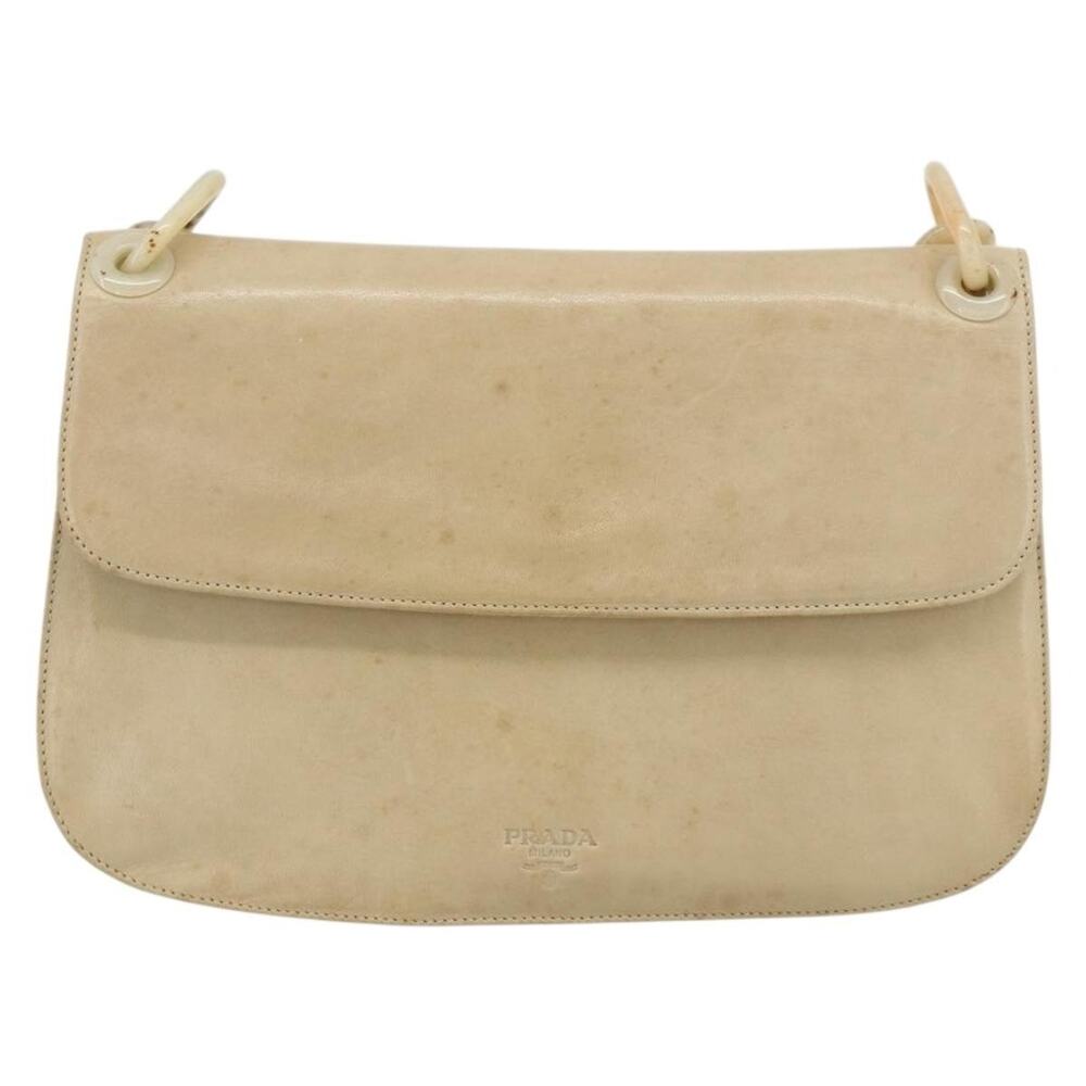 Prada Leather Chain Shoulder Bag Beige